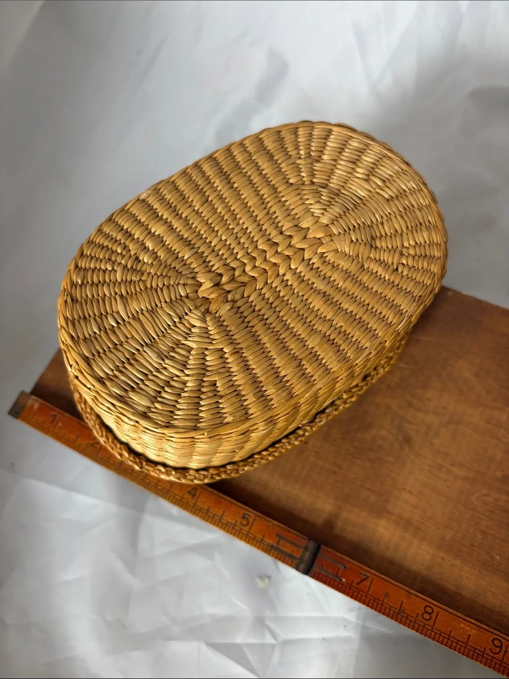 Vintage Woven Basket With Real Shell Decor On Top